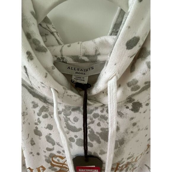 All Saints Portland Talon Hoodie Printed Sweatshirt Unisex White Gray Size Small - Picture 4 of 7